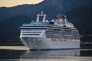 The Coral Princess Cruise ship prepares to dock in Juneau.