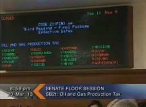 The Senate's votes on SB21. (Image courtesy Gavel Alaska)