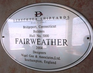 A plaque onboard the Fairweather commemorates its construction. (Ed Schoenfeld/CoastAlaska News)