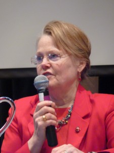 Wrangell Rep. Peggy Wilson addresses the Southeast Conference in 2011. She's retiring after seven legislative terms. (CoastAlaska News)