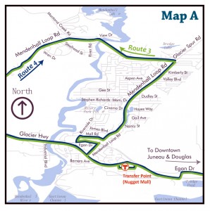 Map A represents Routes 3 and 4 currently provided by Capital Transit.