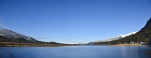 Hardly a cloud in sight over Twin Lakes. (Photo by Heather Bryant/KTOO)