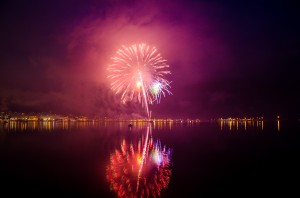 Fireworks over Juneau's harbor.