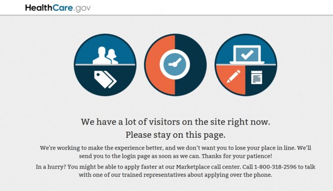 The healthcare.gov site on Wednesday morning 