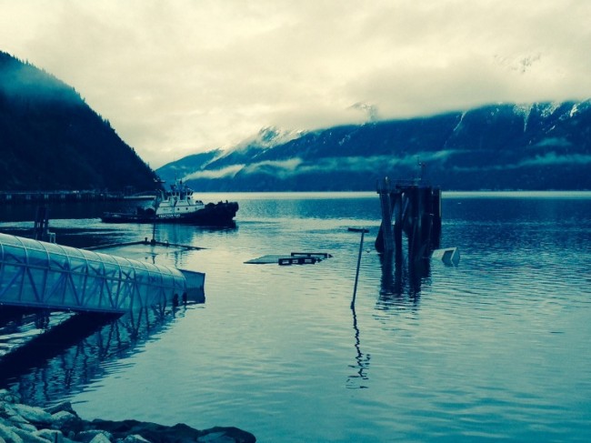 The AMHS dock in Skagway collapsed overnight. (Photo courtesy Alaska Department of Transportation and Public Facilities)