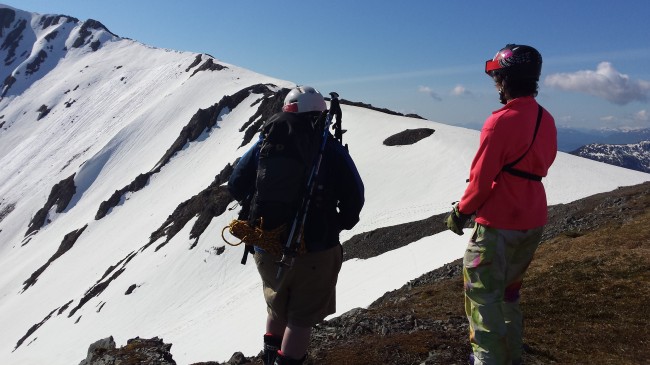 Volunteer search skiers were dropped off by helicopter on Icy Gulch Friday to look for missing hiker Sharon Buis. (Photo courtesy of Luke Holton)