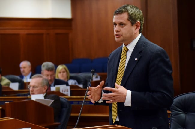 Rep. Chris Tuck addresses the Alaska House of Representatives, March 12, 2014. (Photo by Skip Gray/Gavel Alaska)