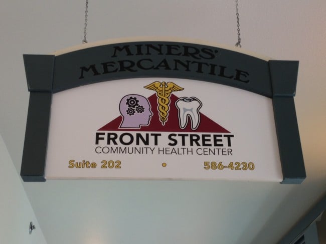 The new Front Street Community Health Center sign. (Photo by Lisa Phu/KTOO)