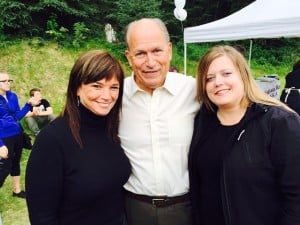 Rep. Charisse Millett (left), Gov. Bill Walker (center) and Rep. Geran Tarr attend an Alaska Flag Day celebration Thursday where Walker signed the Alaska Safe Children's Act. (Photo courtesy of Geran Tarr)