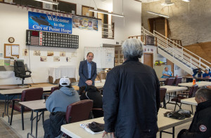 McDonald at a listening session in Point Hope. (Photo by Mitch Borden/KNOM)