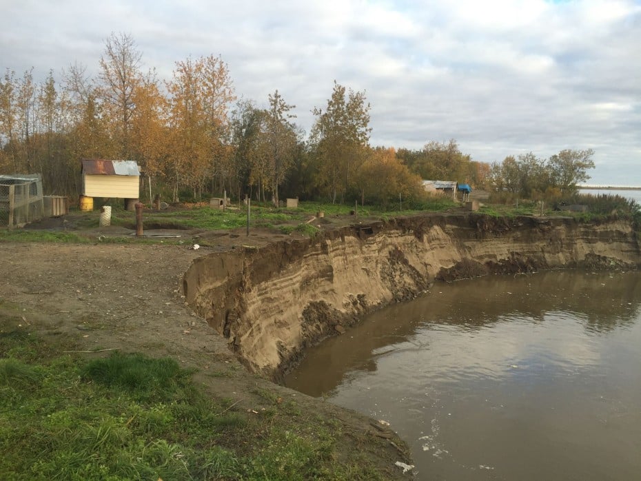 Approximately 50 feet of land that eroded from Mike Williams’ backyard. (Photo courtesy of Mike Williams)