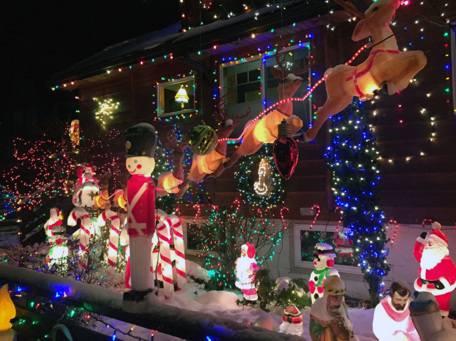 Jeff Campbell gets 98 percent of his decorations from garage sales. (Photo by Lisa Phu/KTOO)